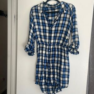 Pretty blue and black plaid Express dress! Size medium!